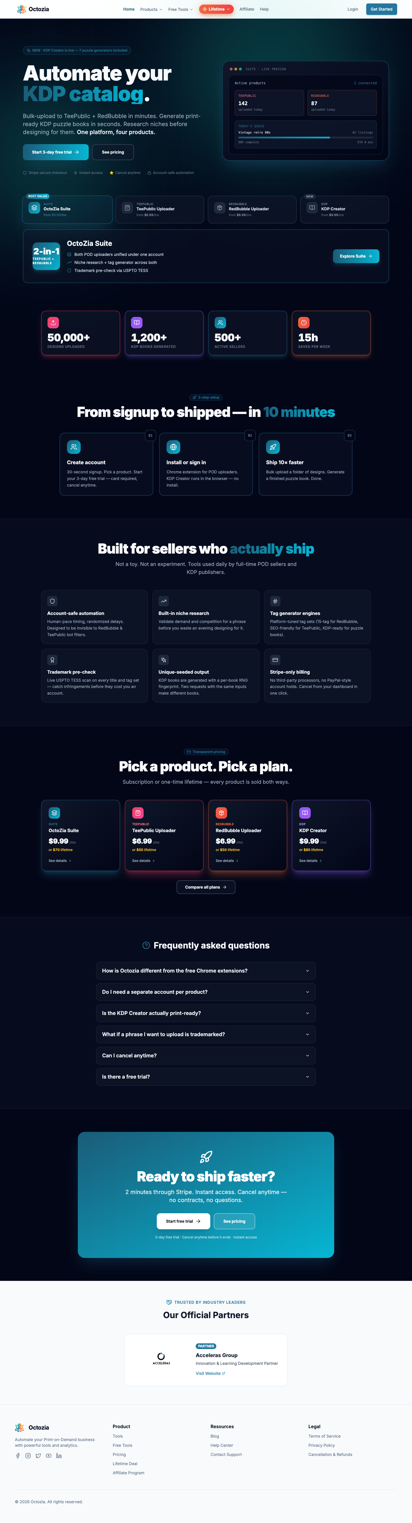 Octozia full landing page screenshot