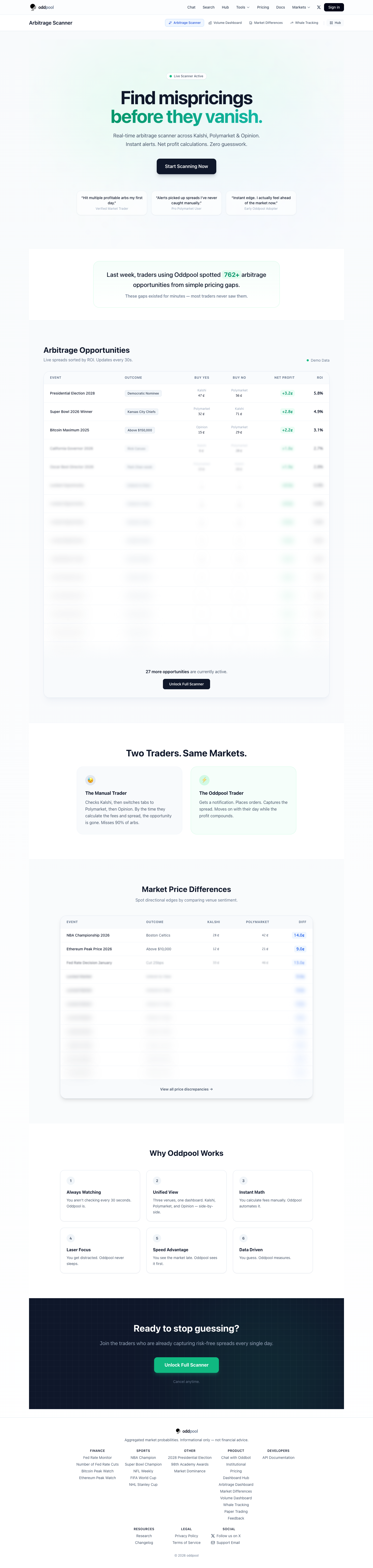 Oddpool full landing page screenshot