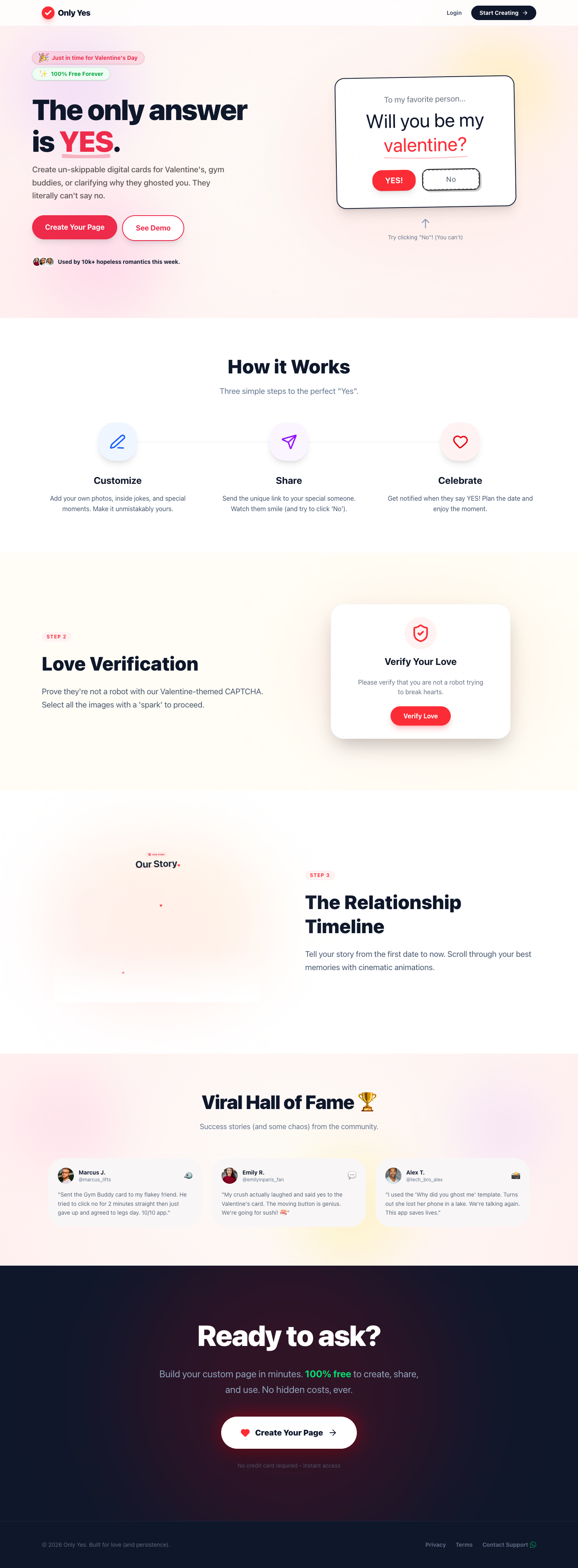 onlyyes full landing page screenshot