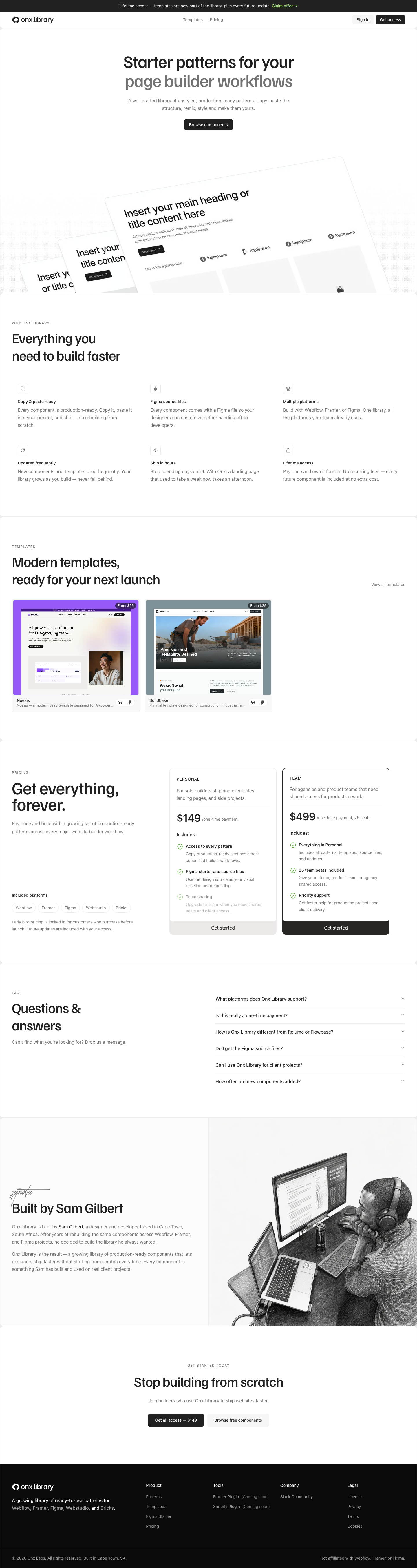Onx Ventures full landing page screenshot