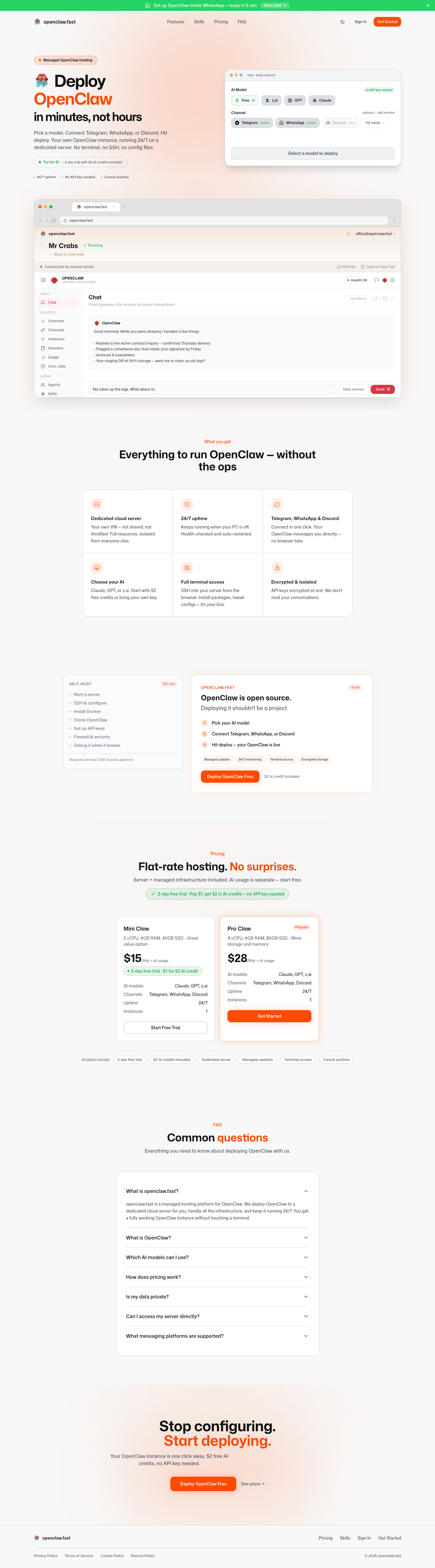 Openclaw.fast full landing page screenshot