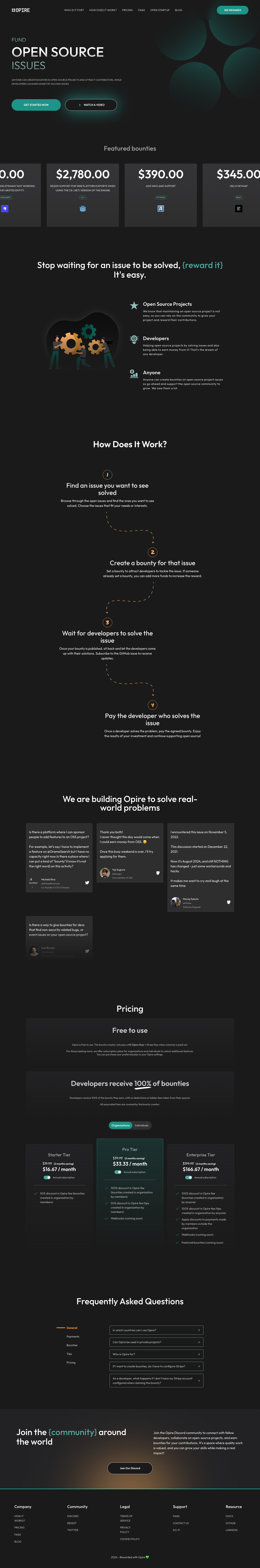 Opire, LLC full landing page screenshot
