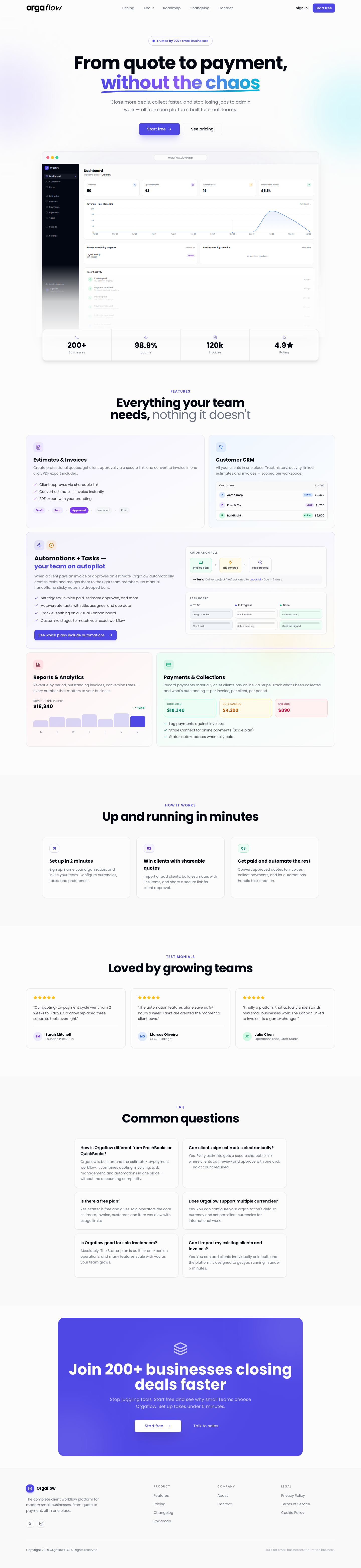 orgaflow full landing page screenshot