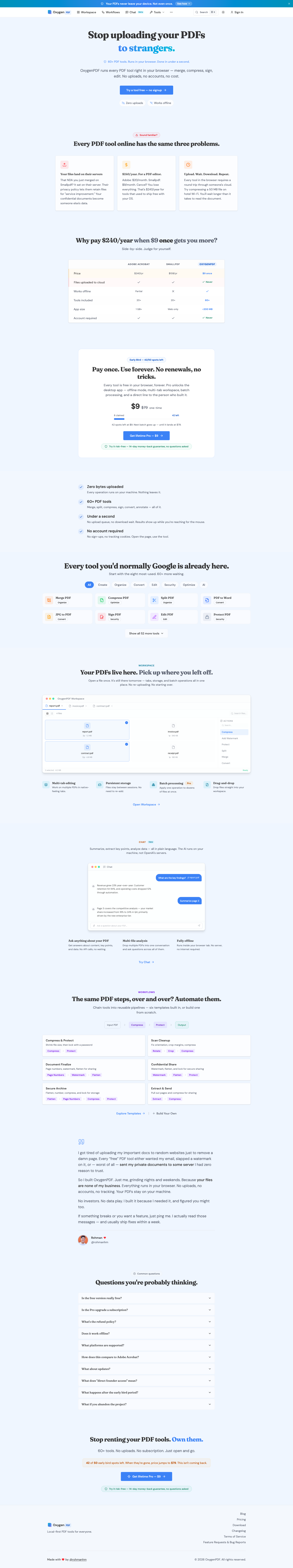 OxygenPDF full landing page screenshot