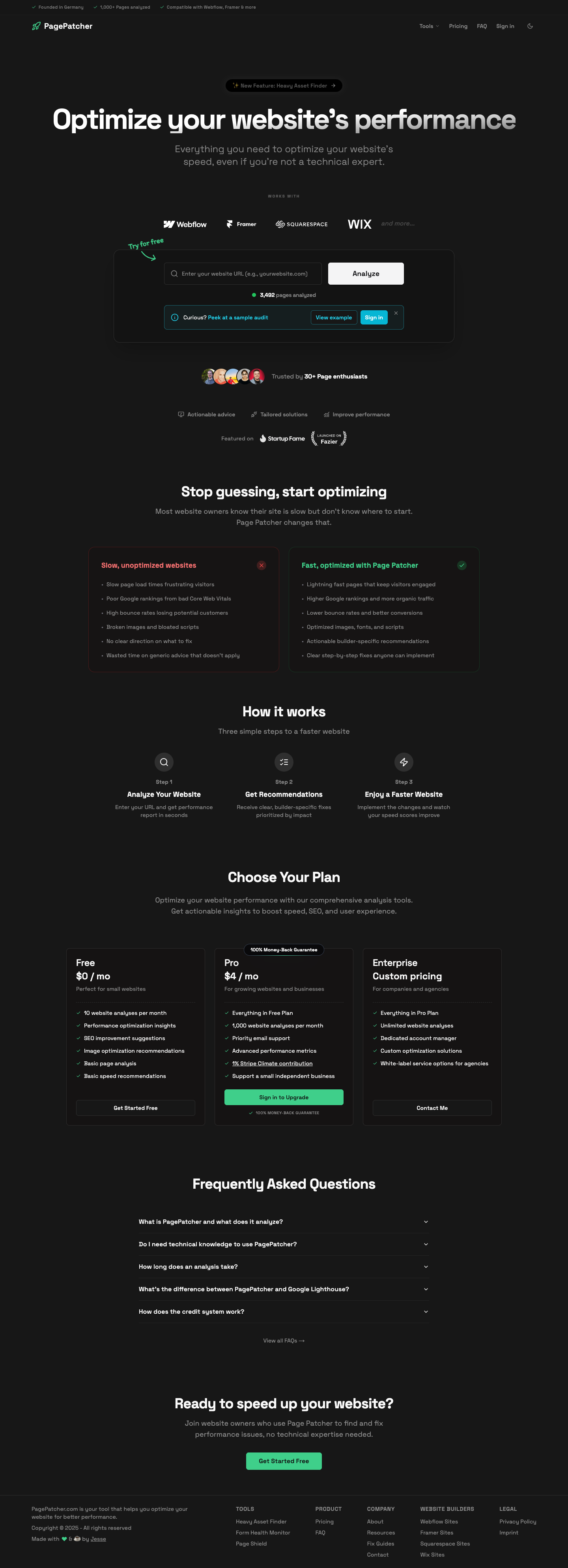 Pagepatcher full landing page screenshot