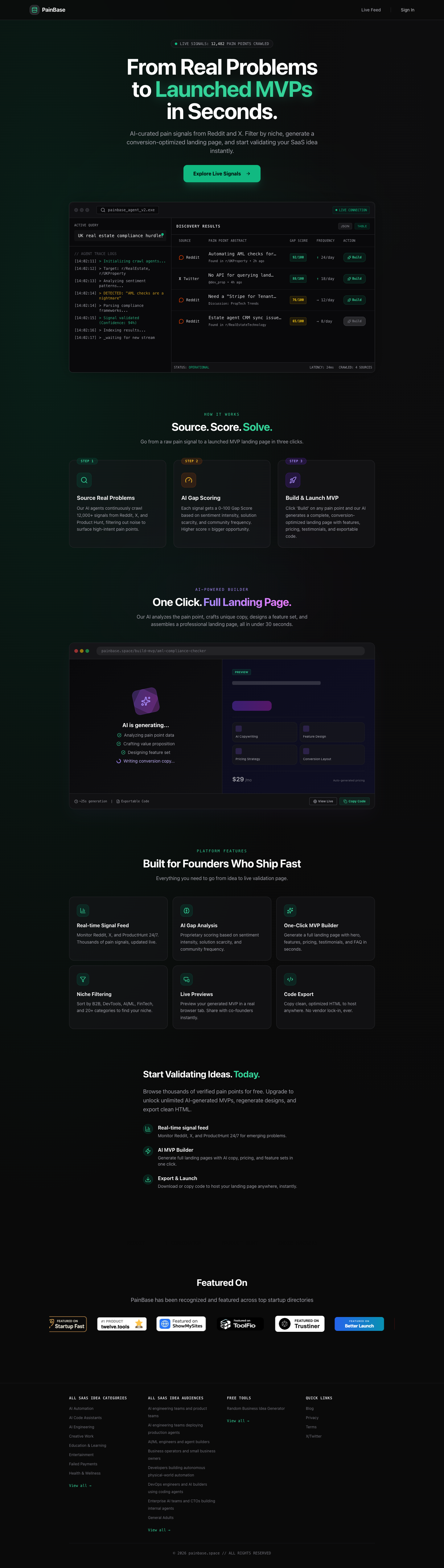 Pain Base full landing page screenshot