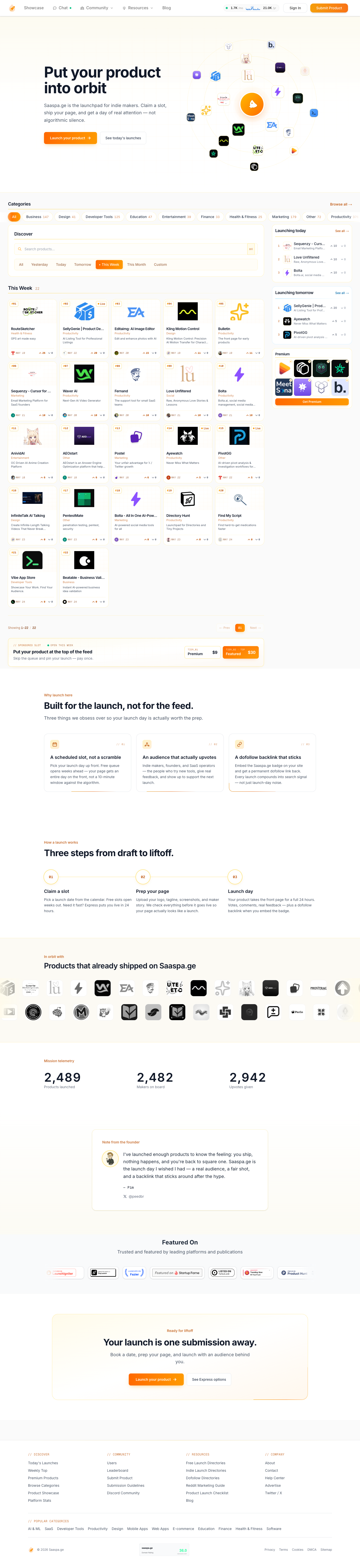 Saaspa.ge full landing page screenshot