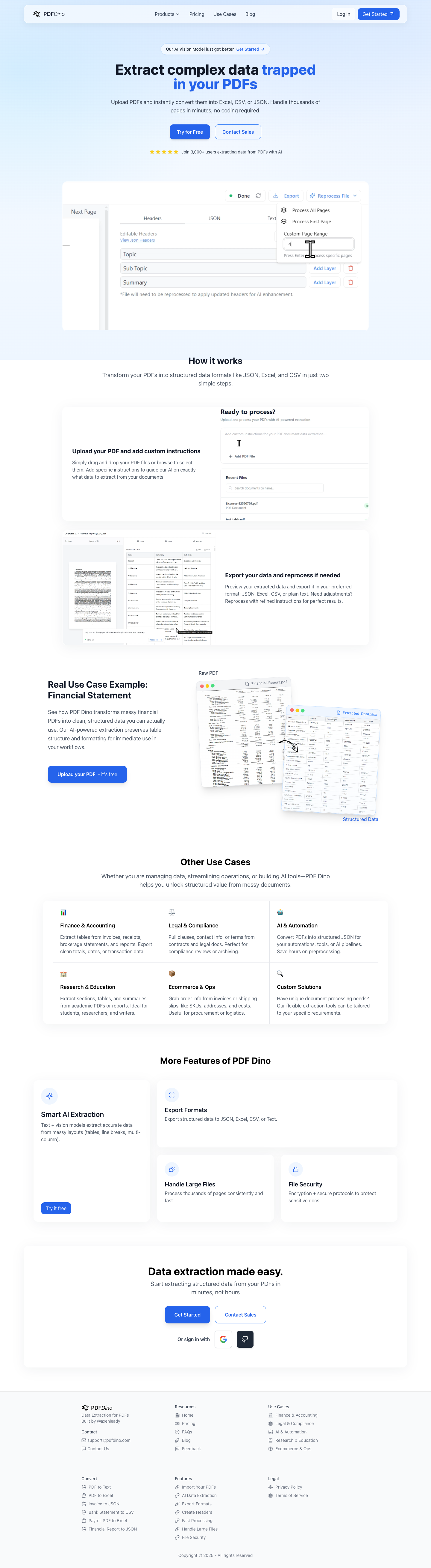 PDF Dino full landing page screenshot