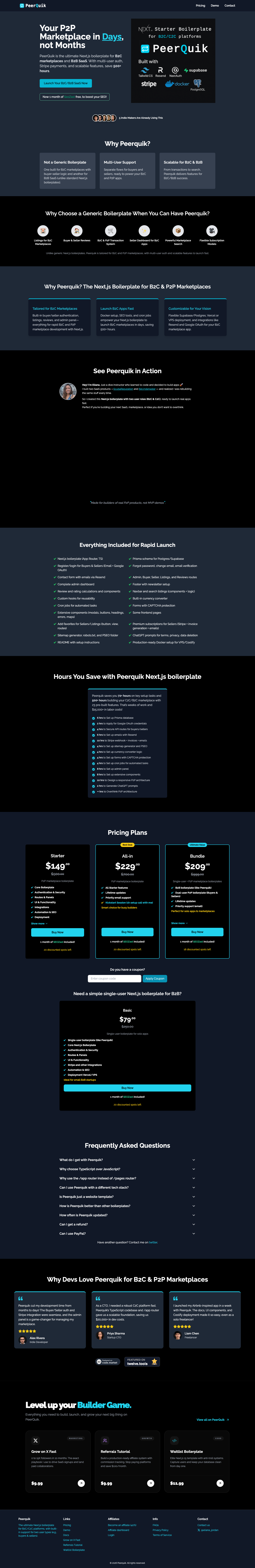 Peerquik full landing page screenshot