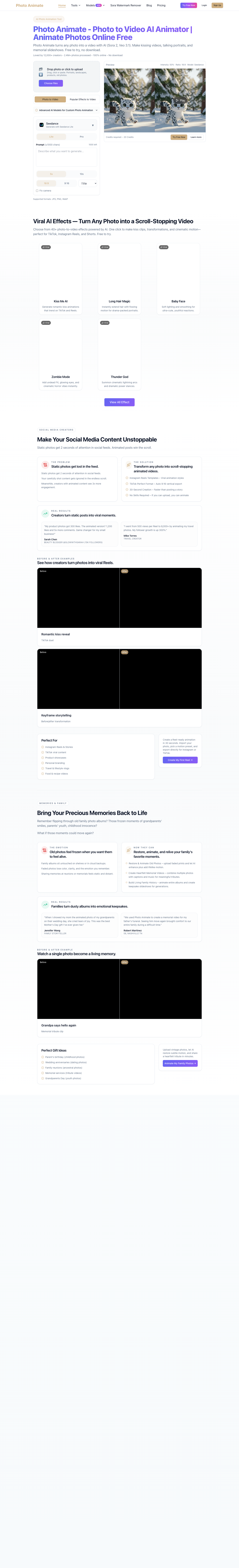 photoanimate.net full landing page screenshot