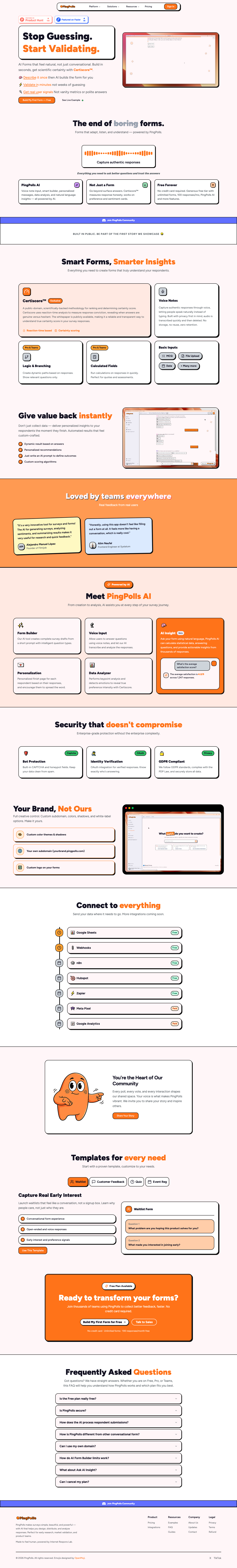 PingPolls full landing page screenshot