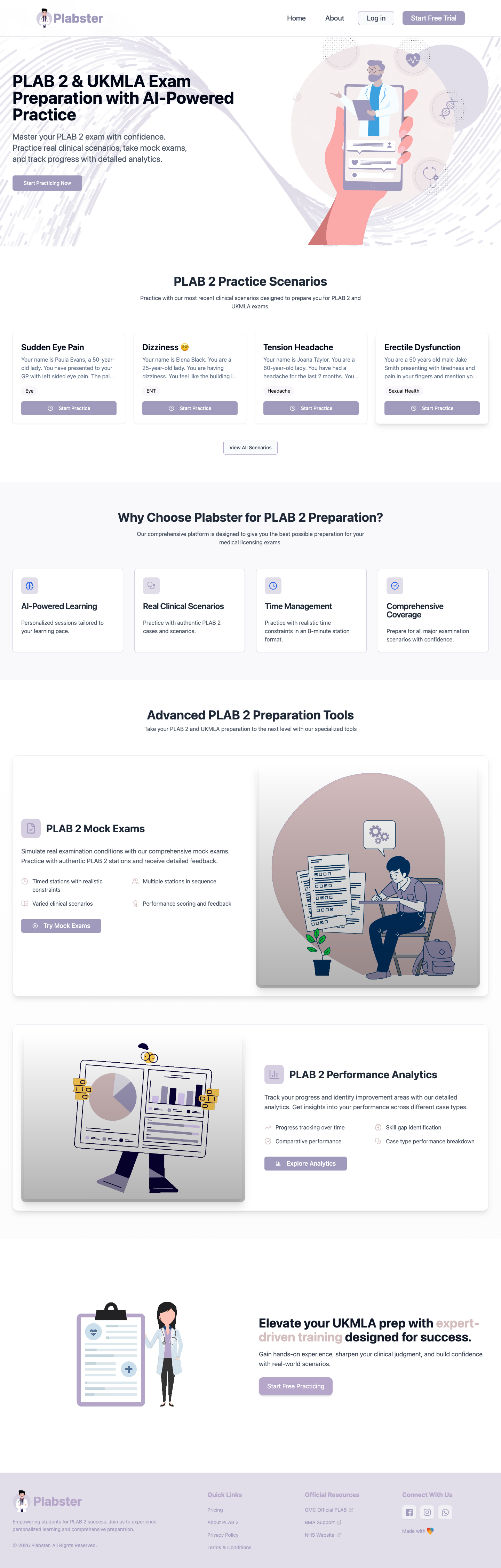 Plabster full landing page screenshot