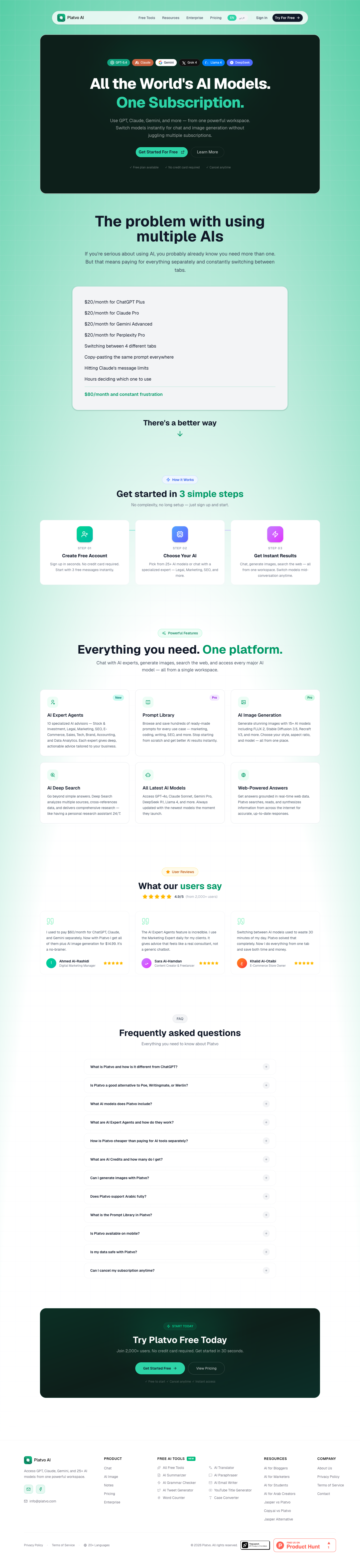 Platvo AI full landing page screenshot