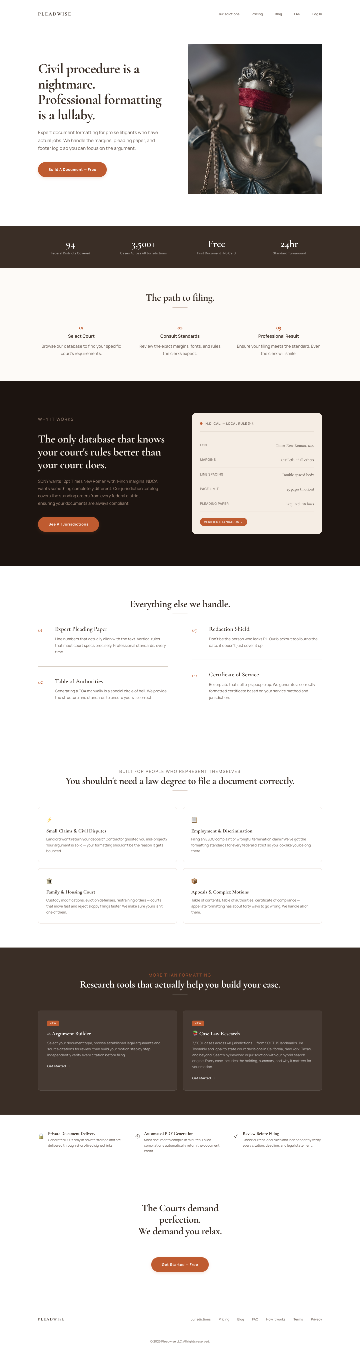 Pleadwise LLC full landing page screenshot