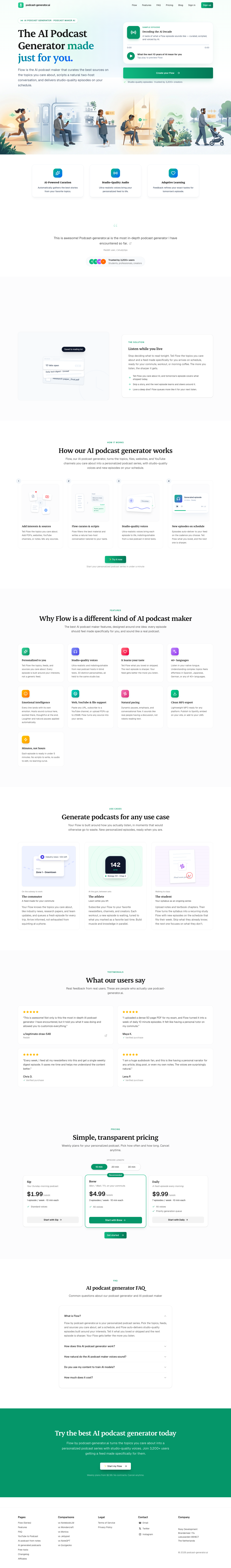 podcast-generator.ai full landing page screenshot