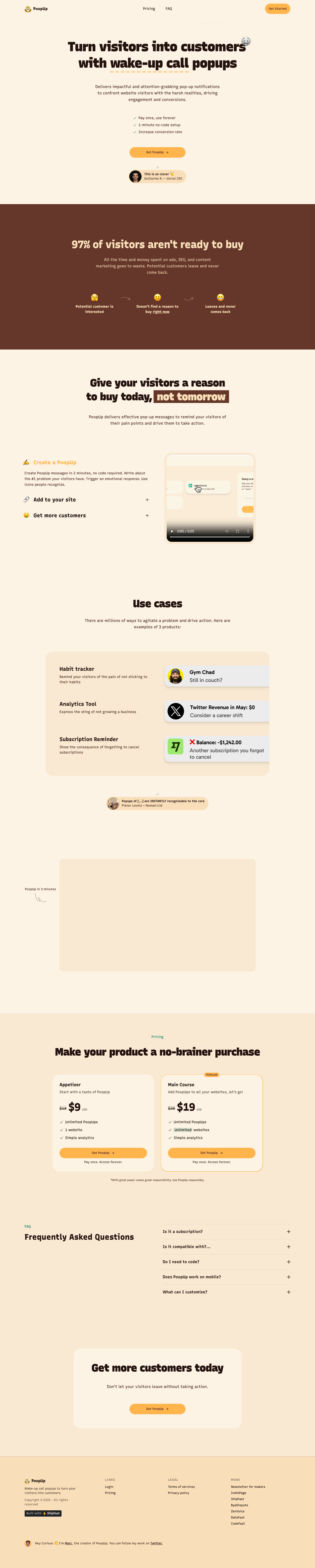 PoopUp full landing page screenshot