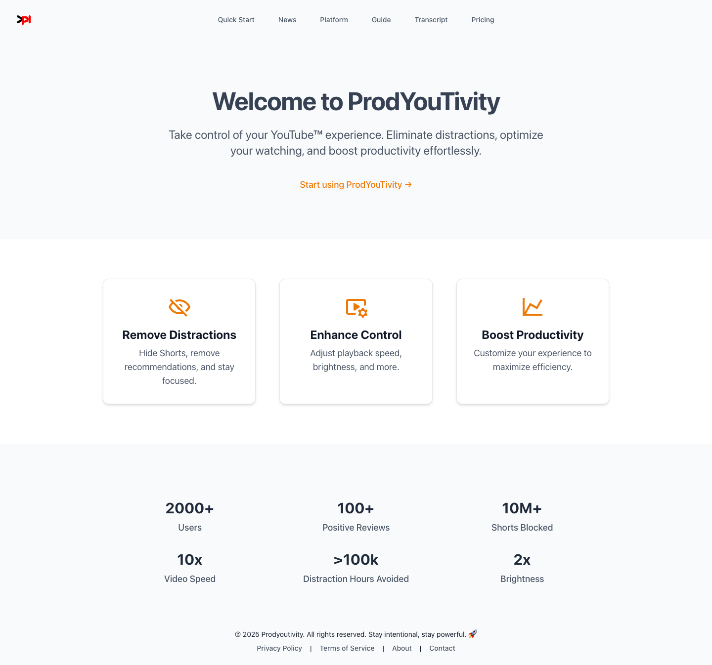 ProdYouTivity full landing page screenshot