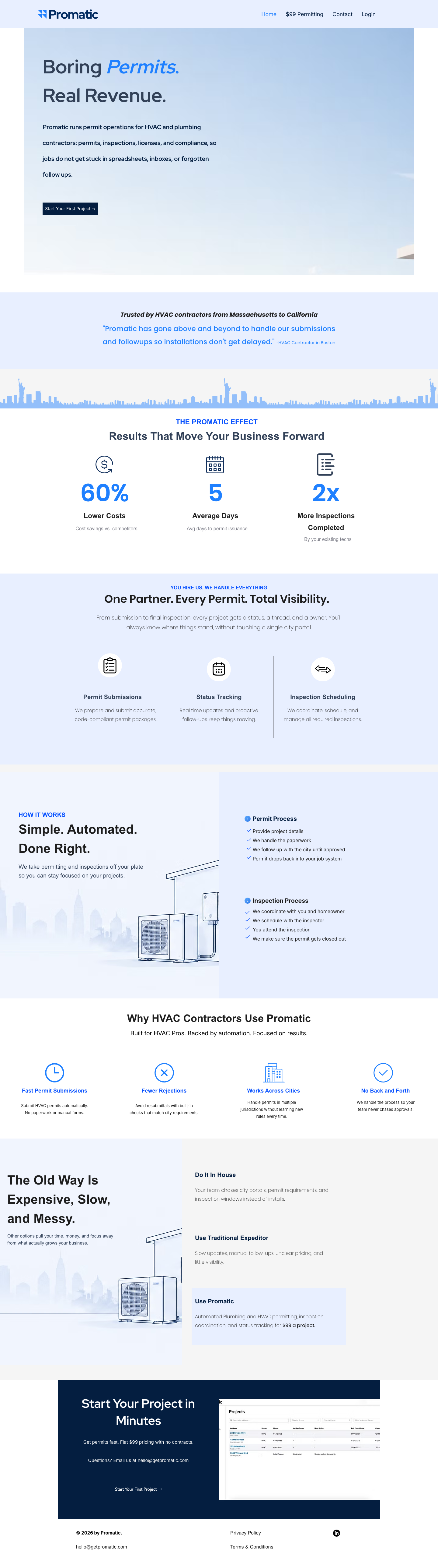 Promatic full landing page screenshot