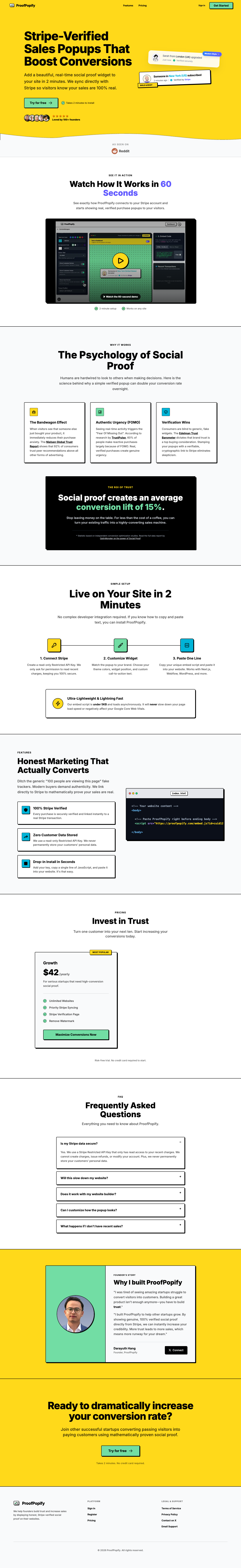 Proofpopify full landing page screenshot