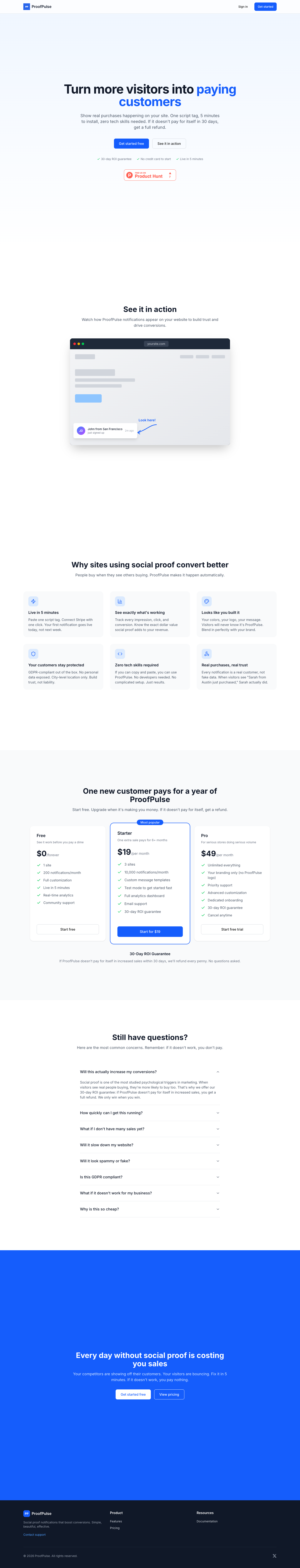 ProofPulse full landing page screenshot