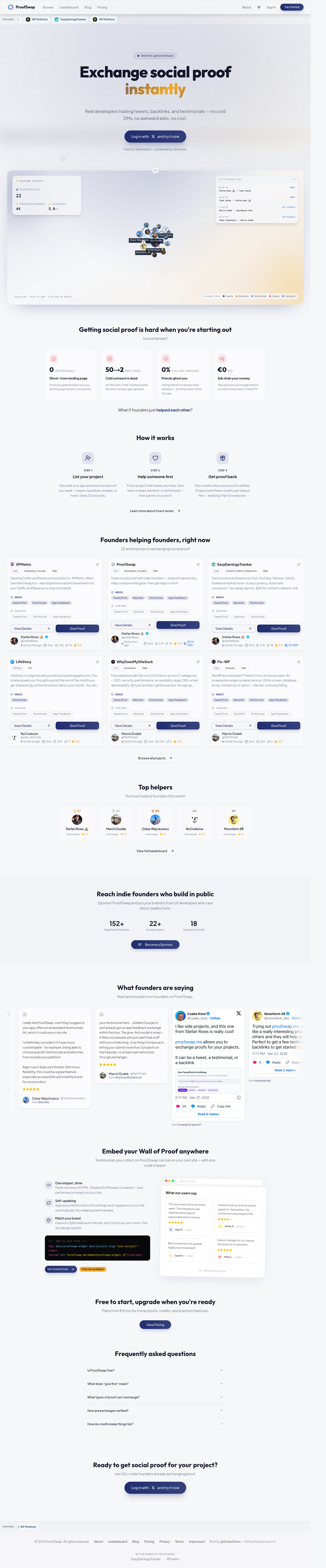ProofSwap full landing page screenshot