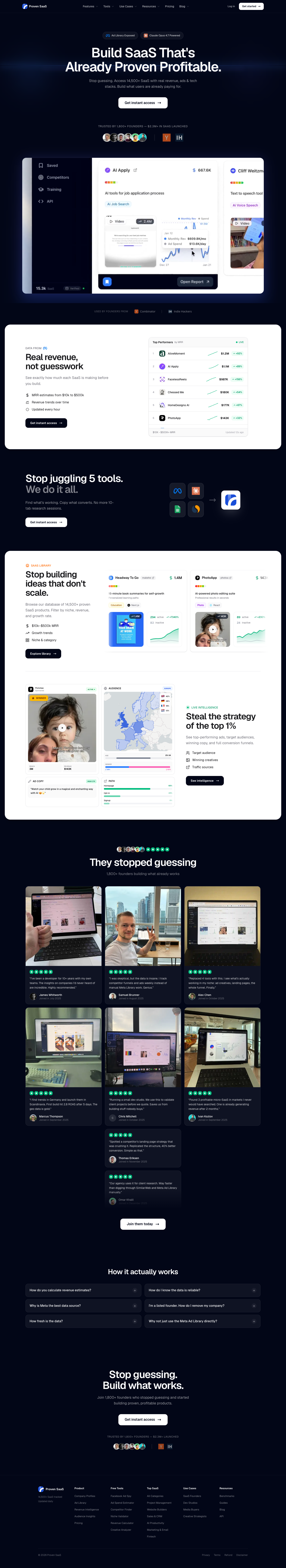 Proven SaaS full landing page screenshot