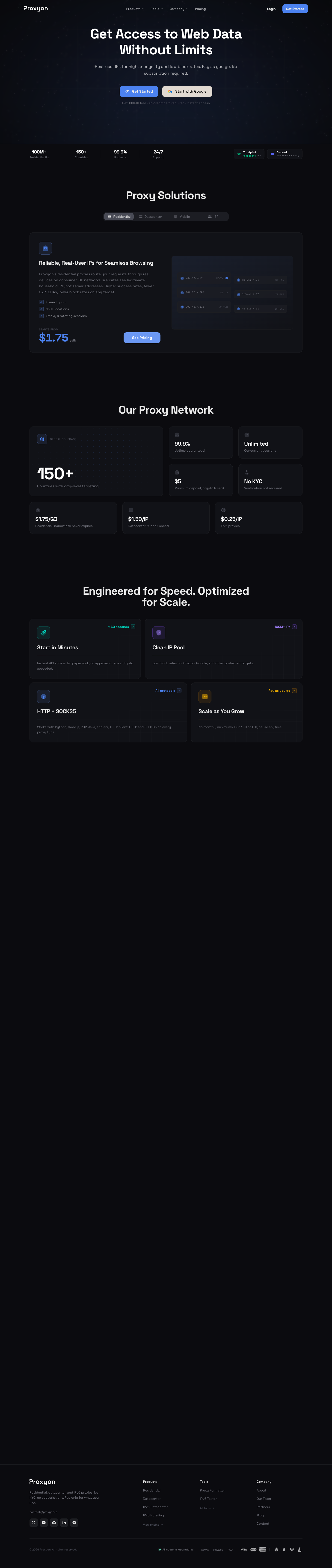 Proxyon full landing page screenshot