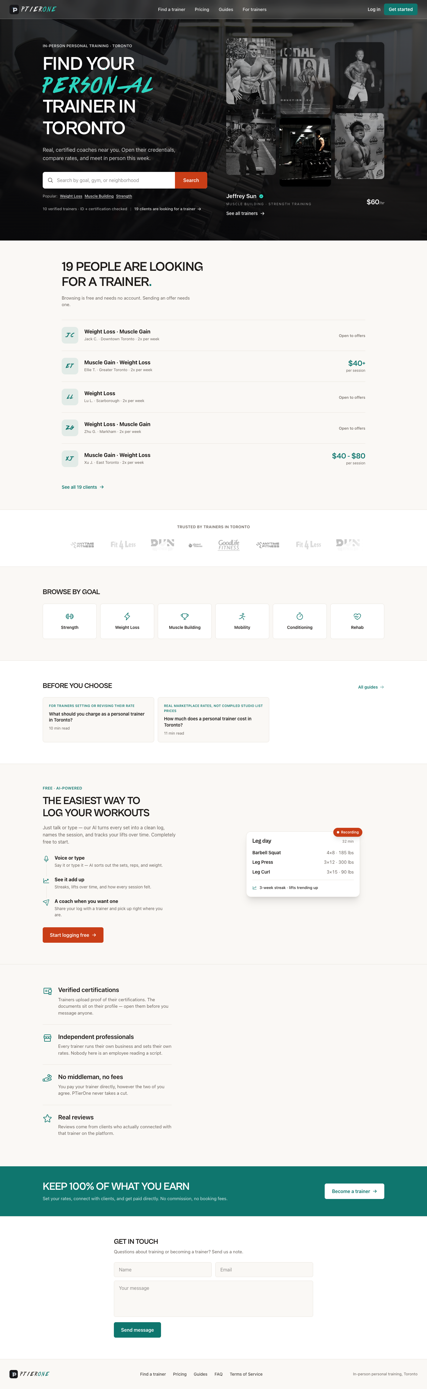 PTierOne full landing page screenshot
