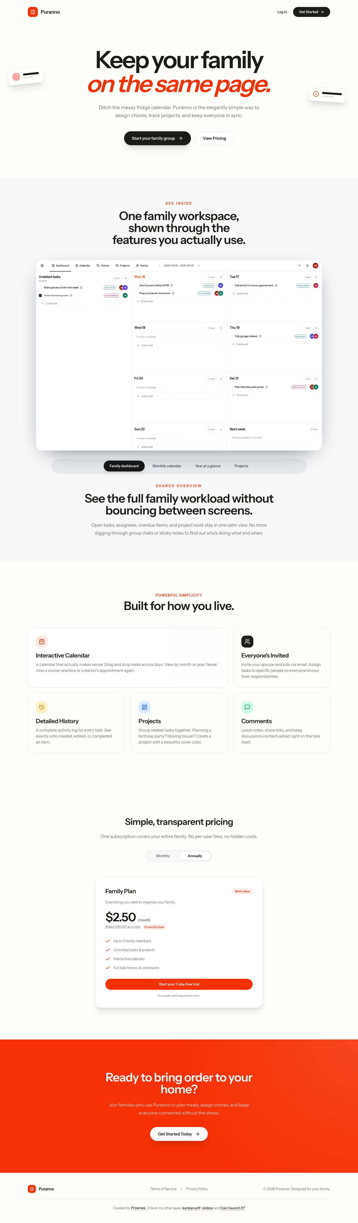 Puranno full landing page screenshot