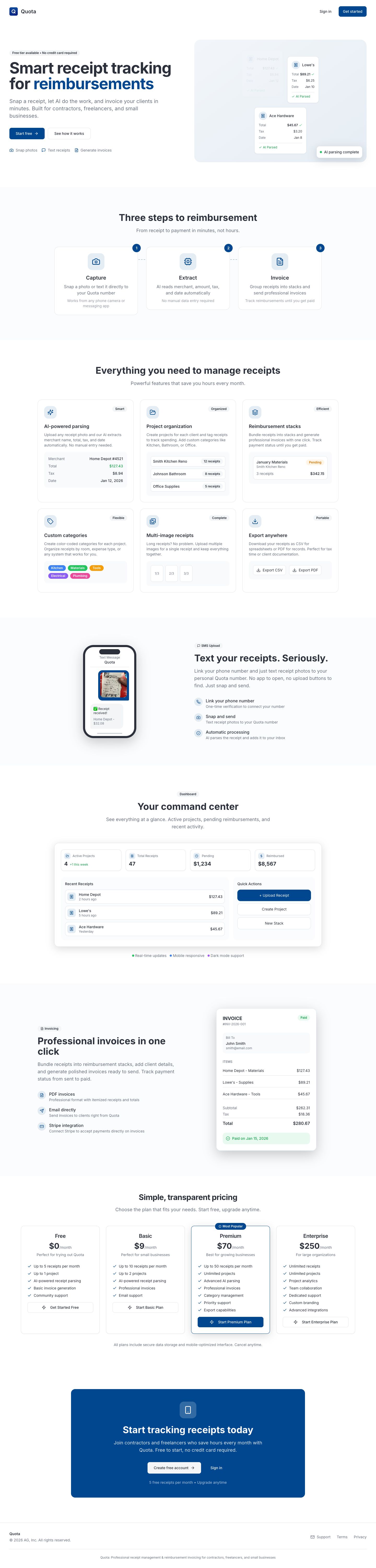 Quota full landing page screenshot