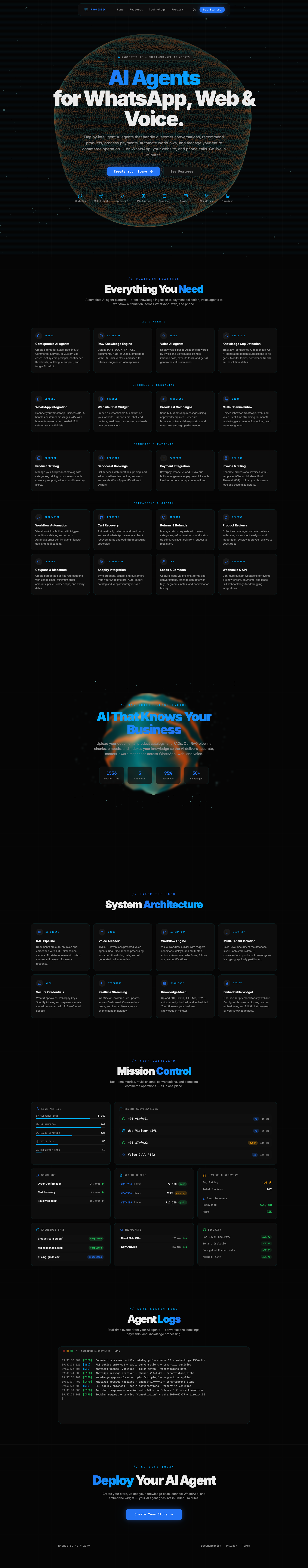 Ragnostic full landing page screenshot