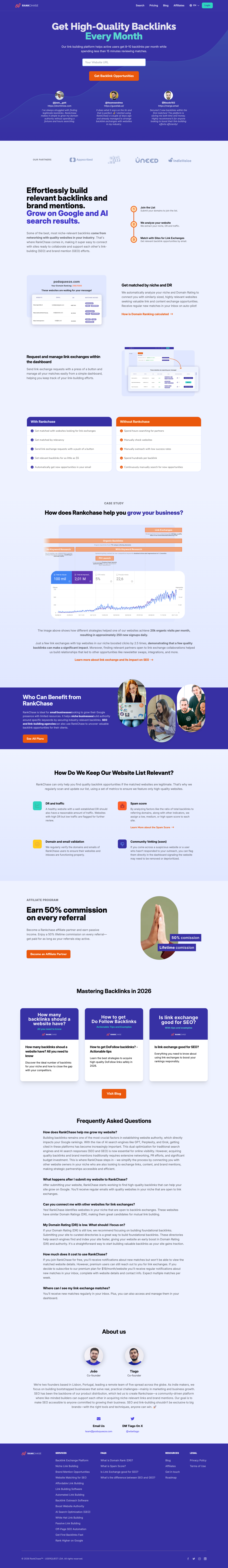 RankChase full landing page screenshot
