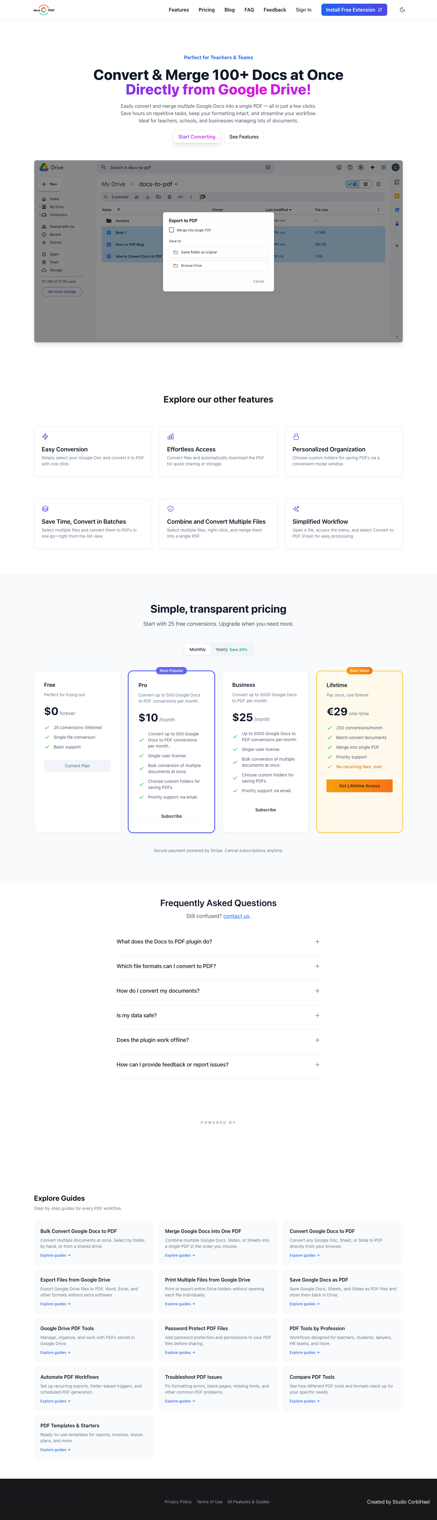 docs-to-pdf.com full landing page screenshot