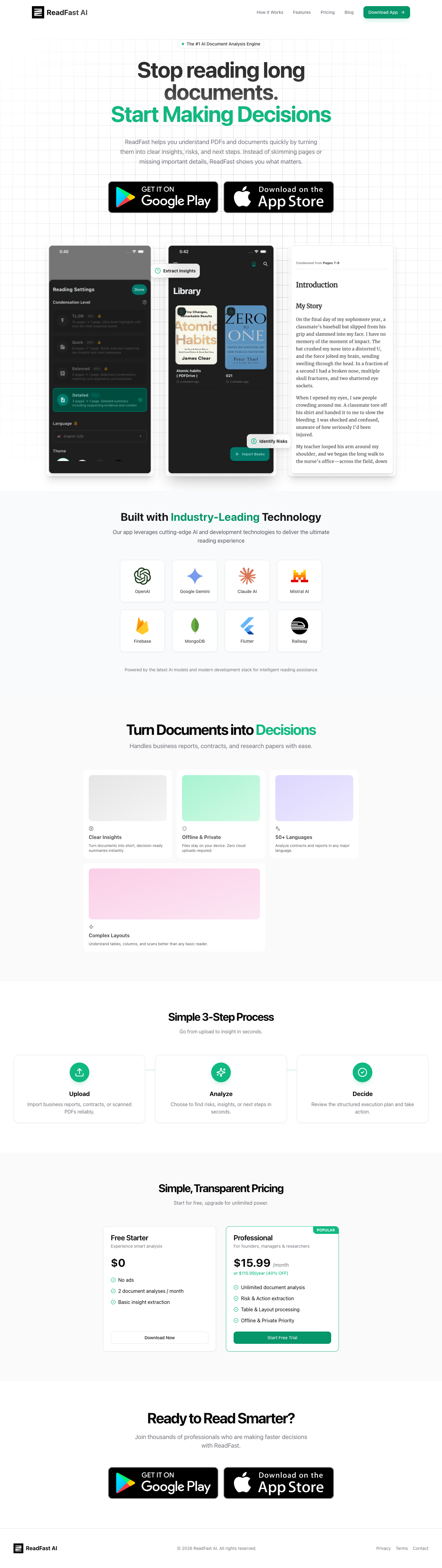 ReadFast full landing page screenshot