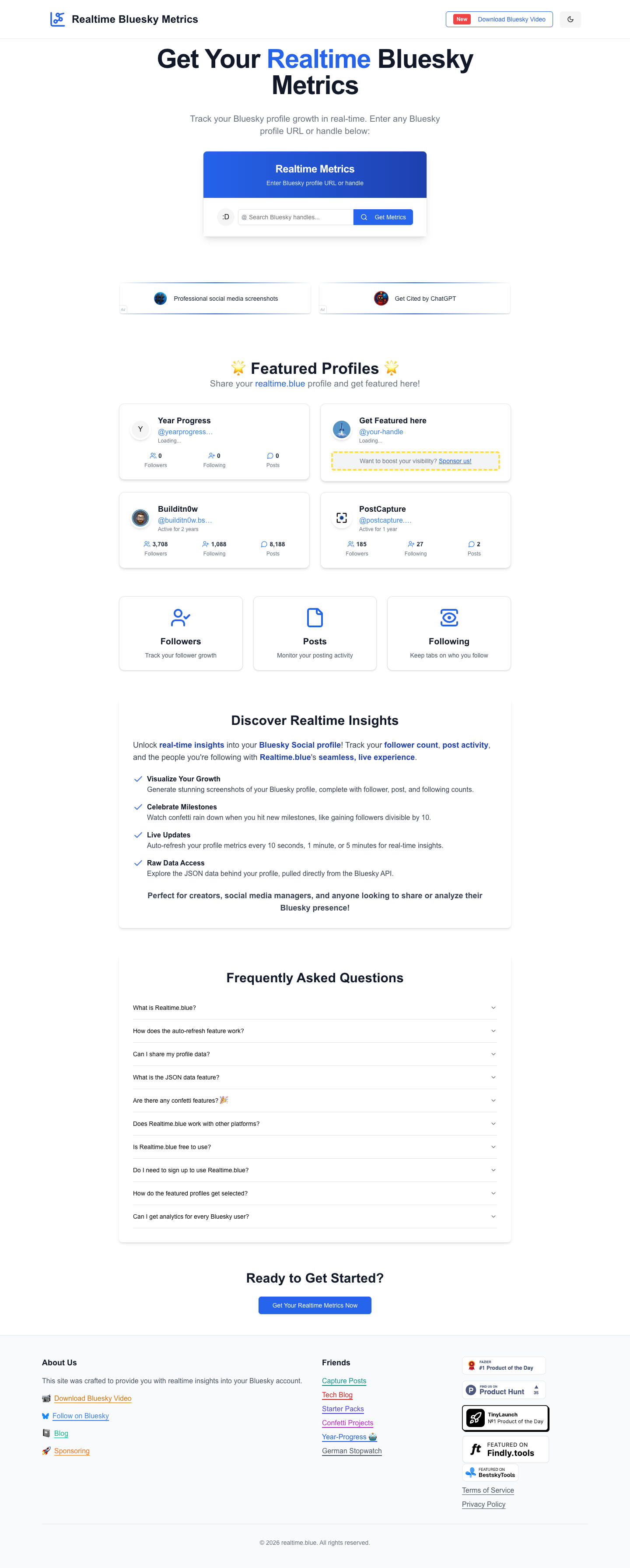 realtime.blue full landing page screenshot