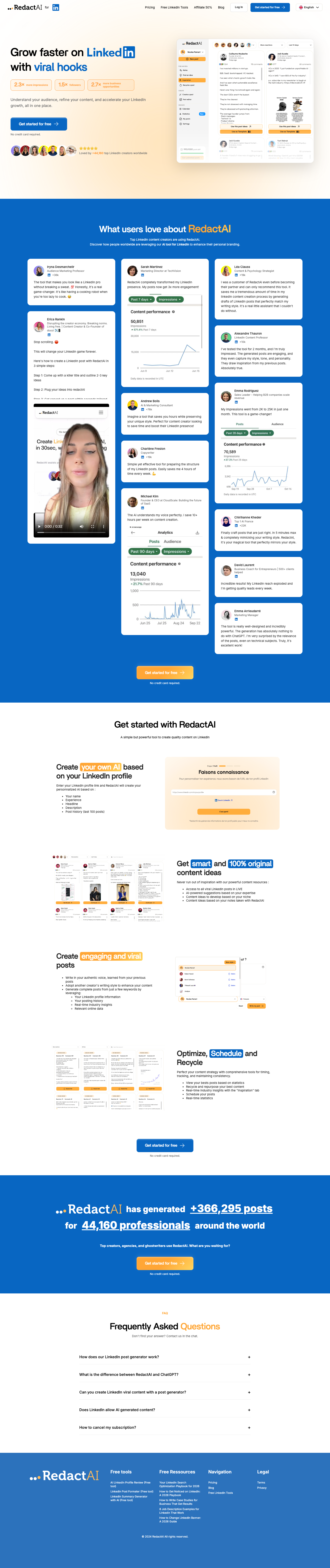 RedactAI full landing page screenshot