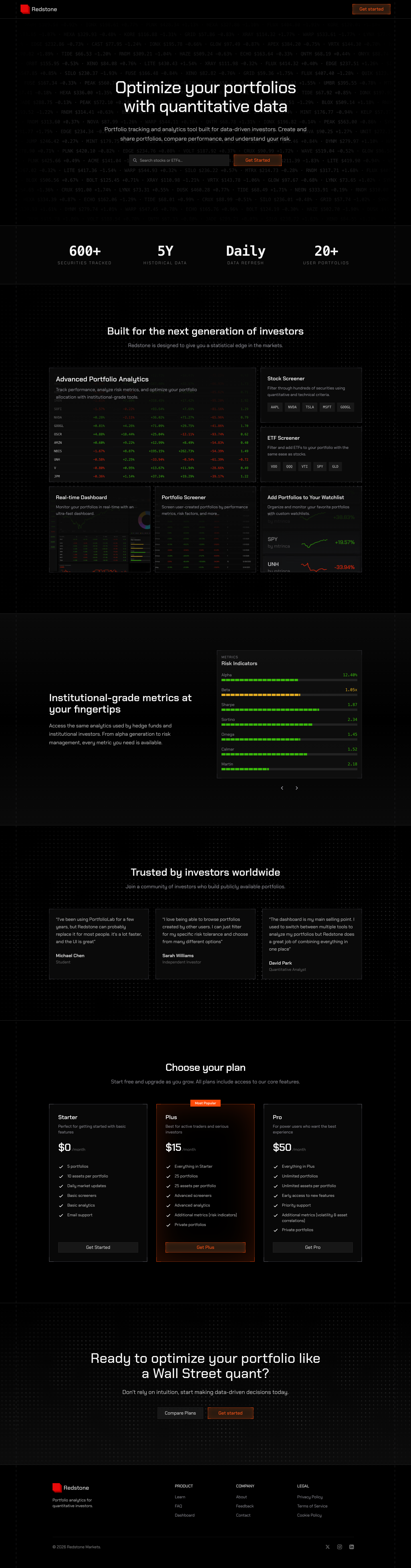 Redstone full landing page screenshot