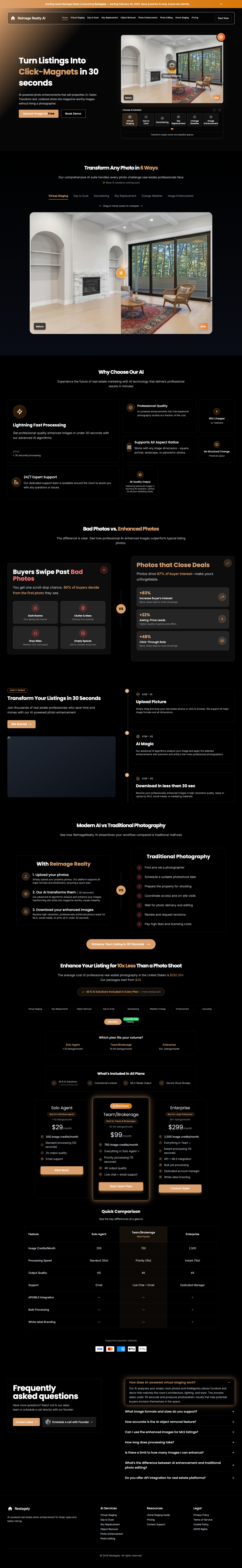 Reimage Realty AI full landing page screenshot