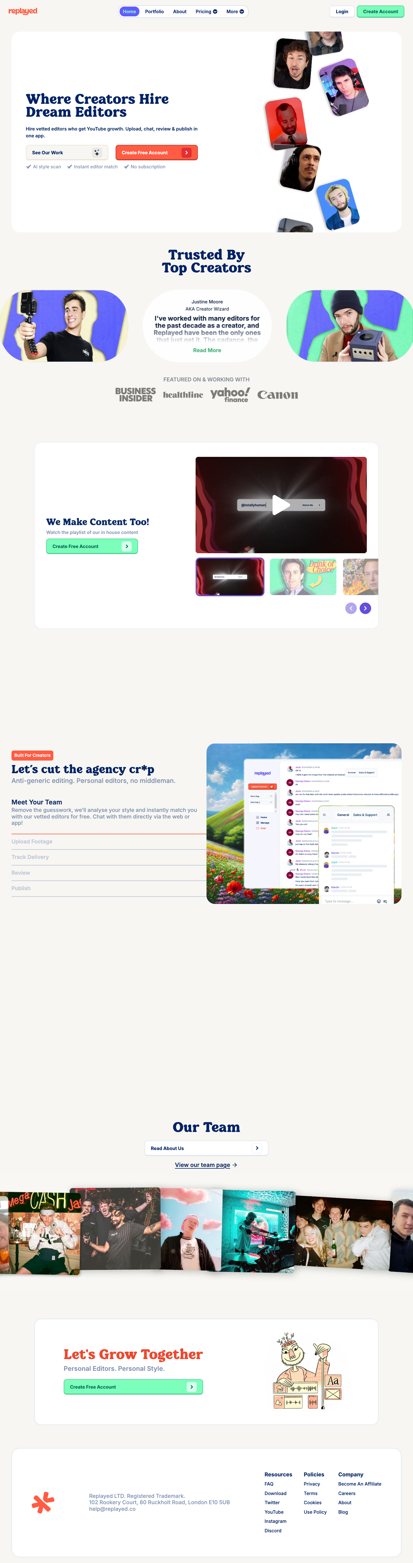 Replayed LTD full landing page screenshot