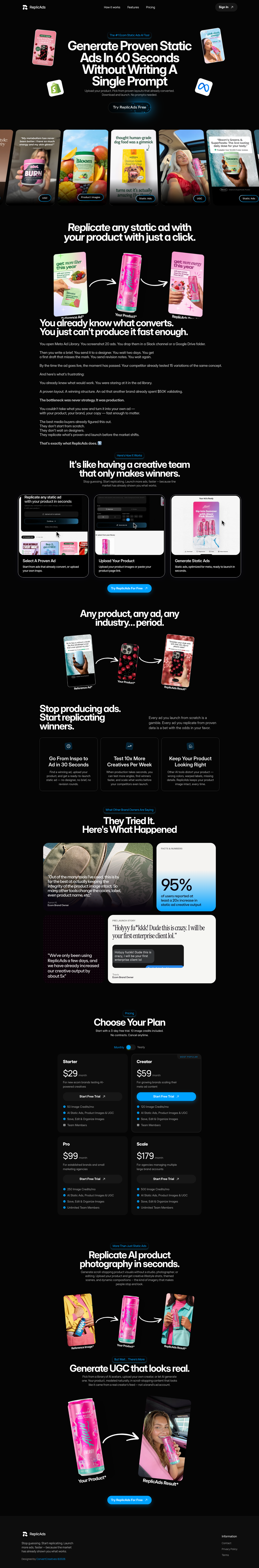 ReplicAds.ai full landing page screenshot