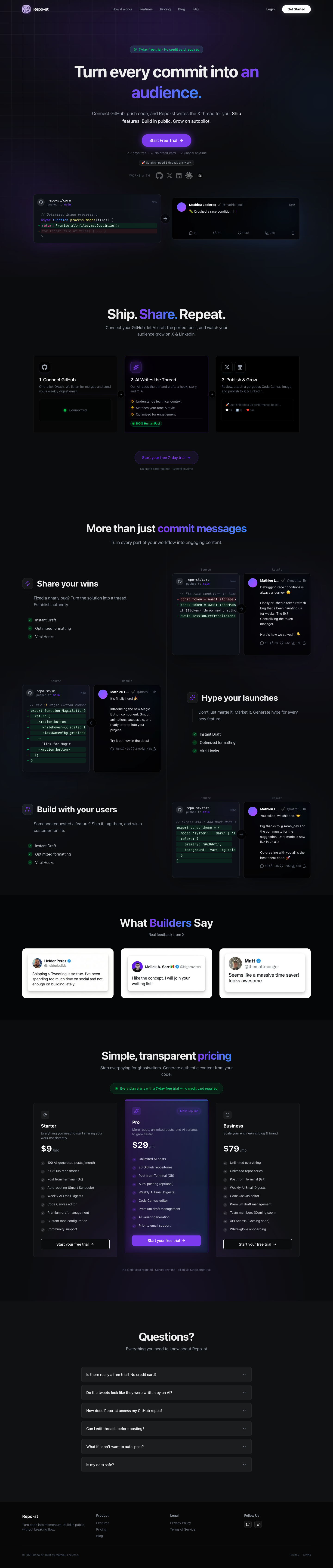 Repo-st full landing page screenshot