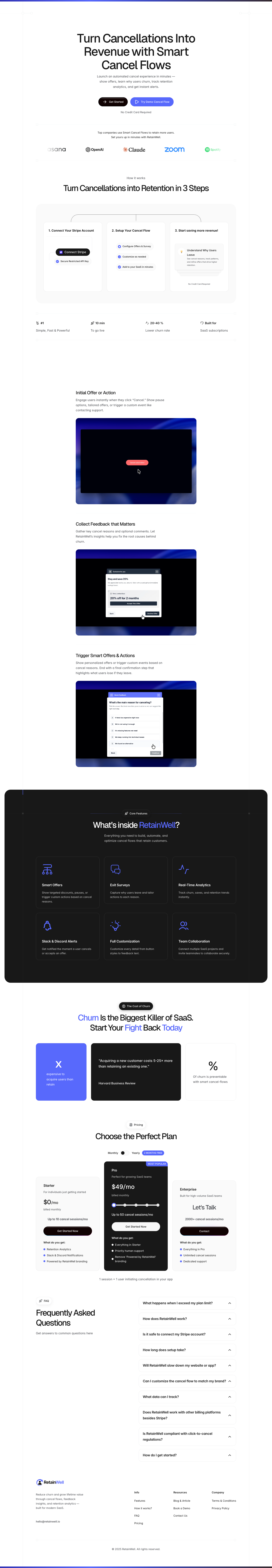 RetainWell for Stripe full landing page screenshot