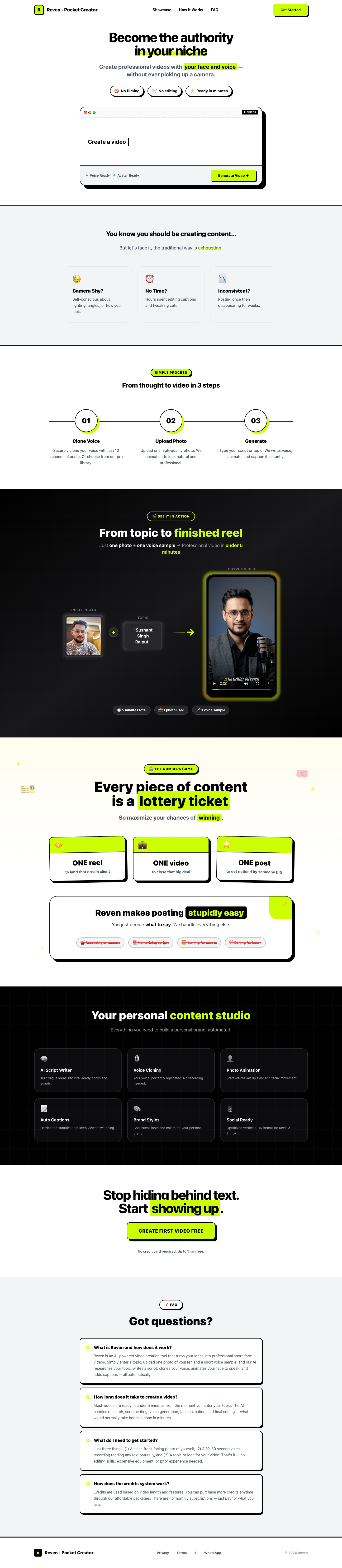 Reven full landing page screenshot