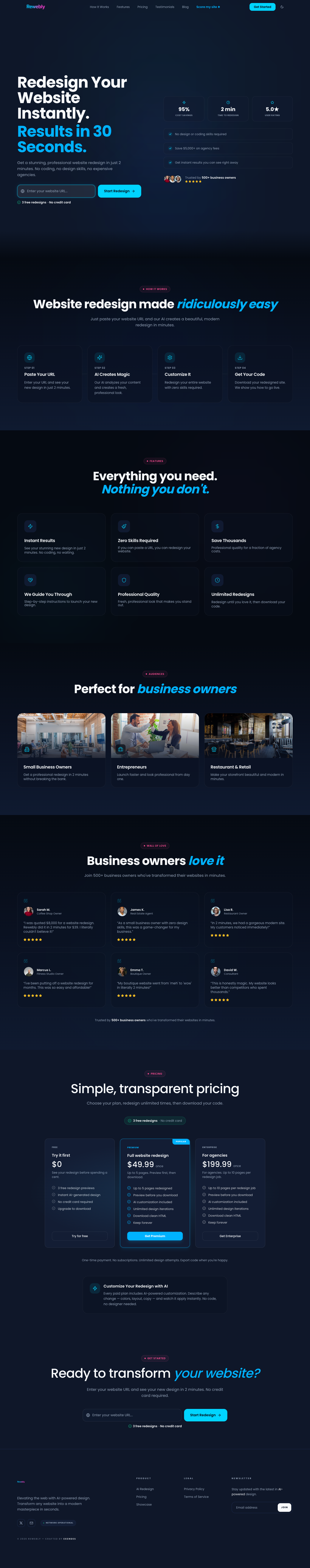 Rewebly full landing page screenshot