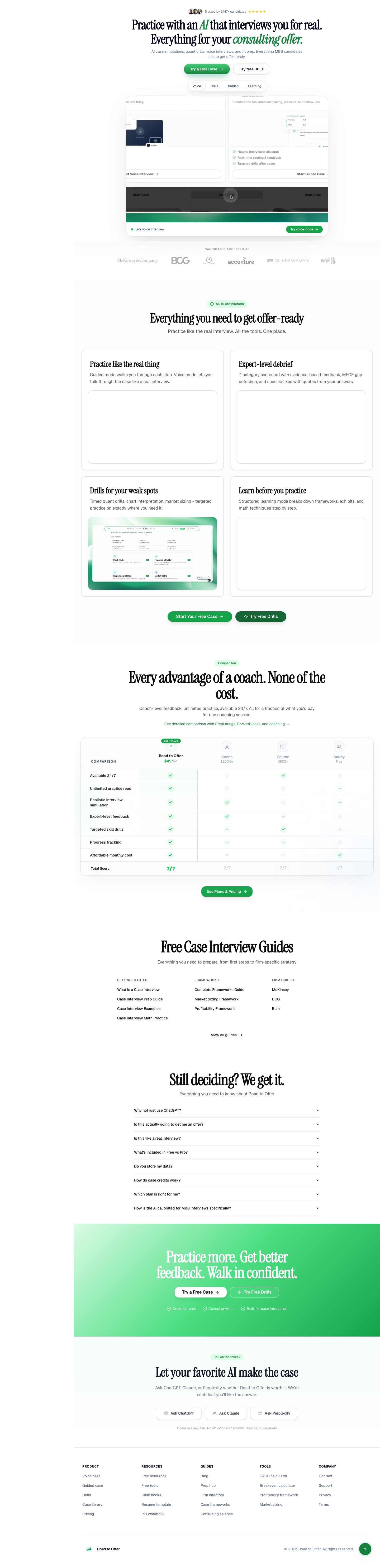 Road to offer full landing page screenshot