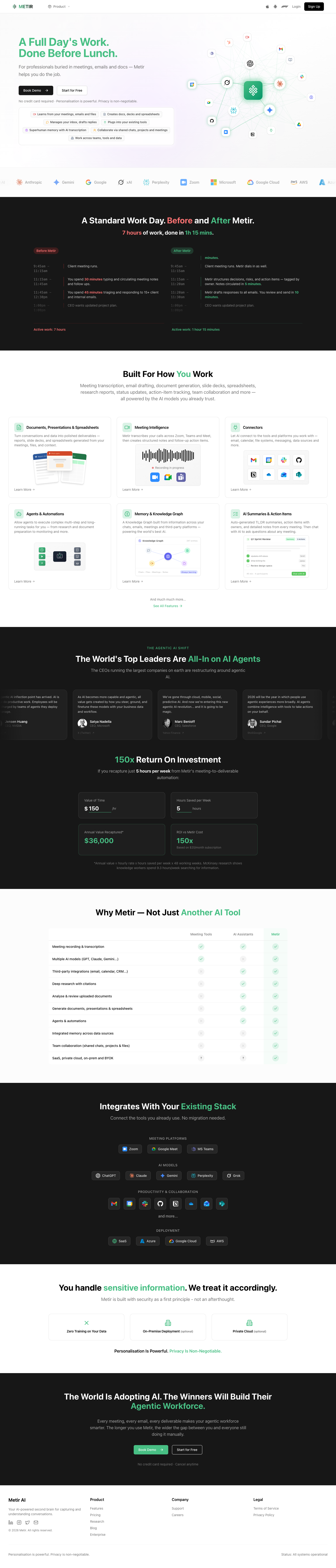 Metir AI full landing page screenshot