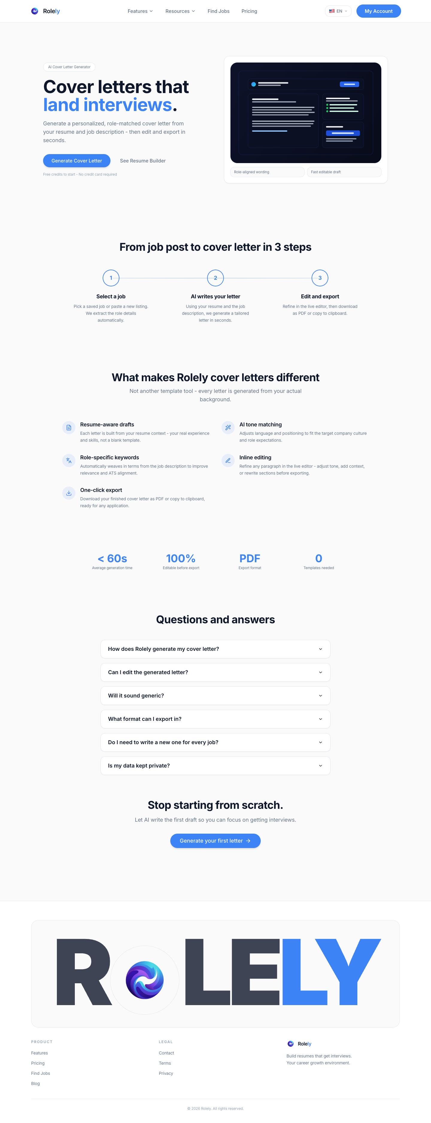 Rolely full landing page screenshot