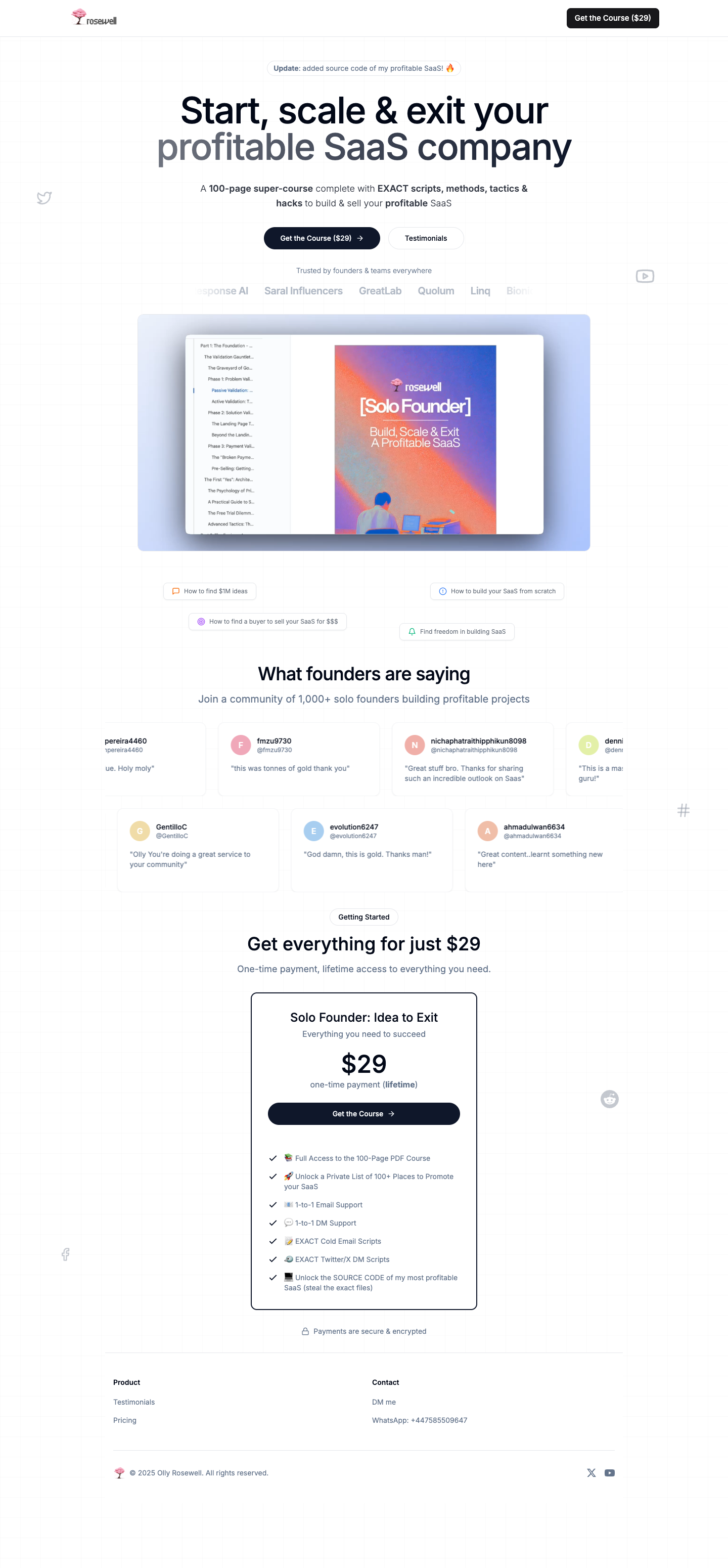 Rosewell full landing page screenshot