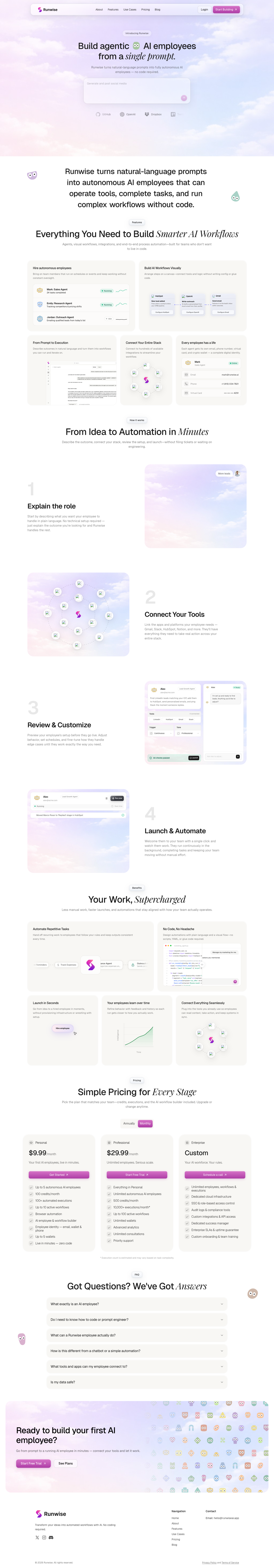 Runwise full landing page screenshot