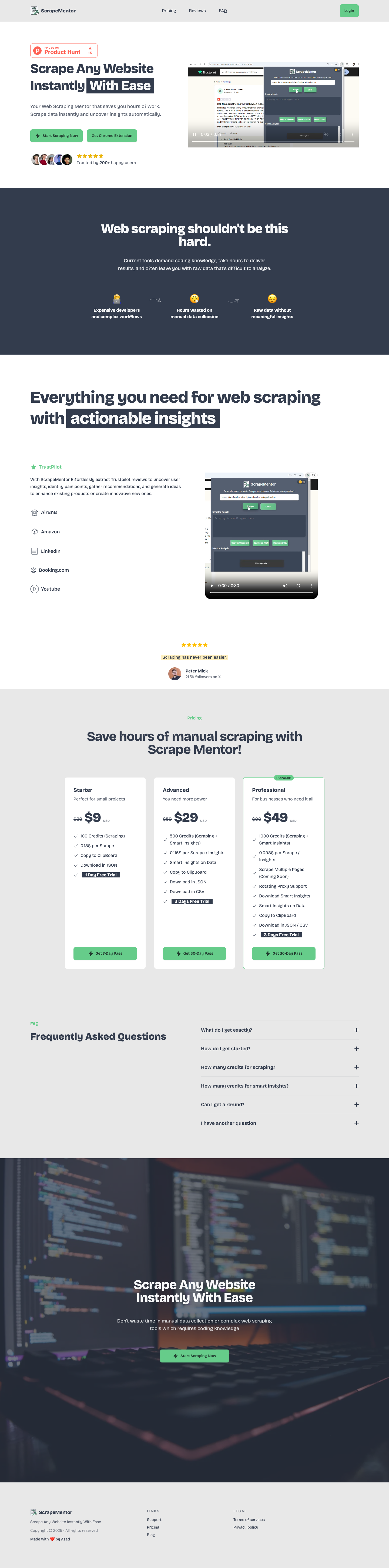 Scrape Mentor full landing page screenshot